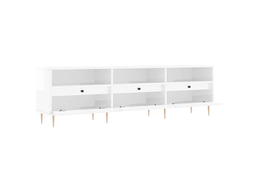 Mueble de TV madera contrachapada blanco brillo 150x30x44,5 cm