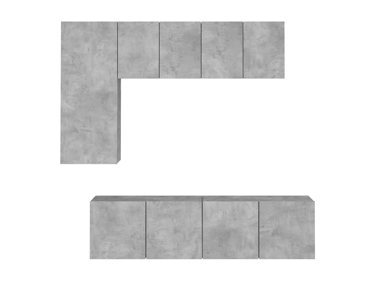 Unités murales TV 5 pcs gris béton bois d'ingénierie