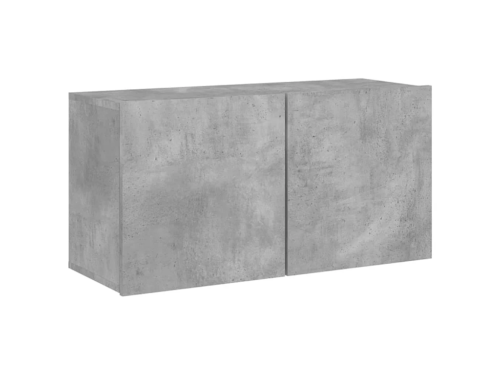 Mobili TV a Muro con LED 5pz Grigio Cemento Legno Multistrato