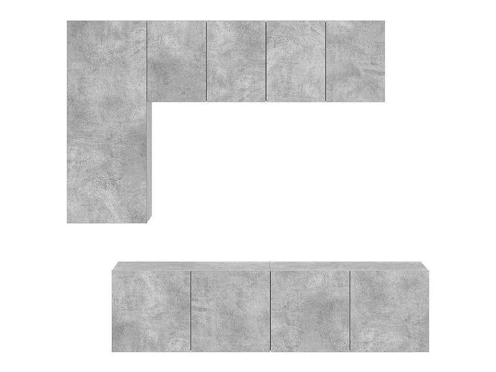 Unités murales TV 5 pcs gris béton bois d'ingénierie