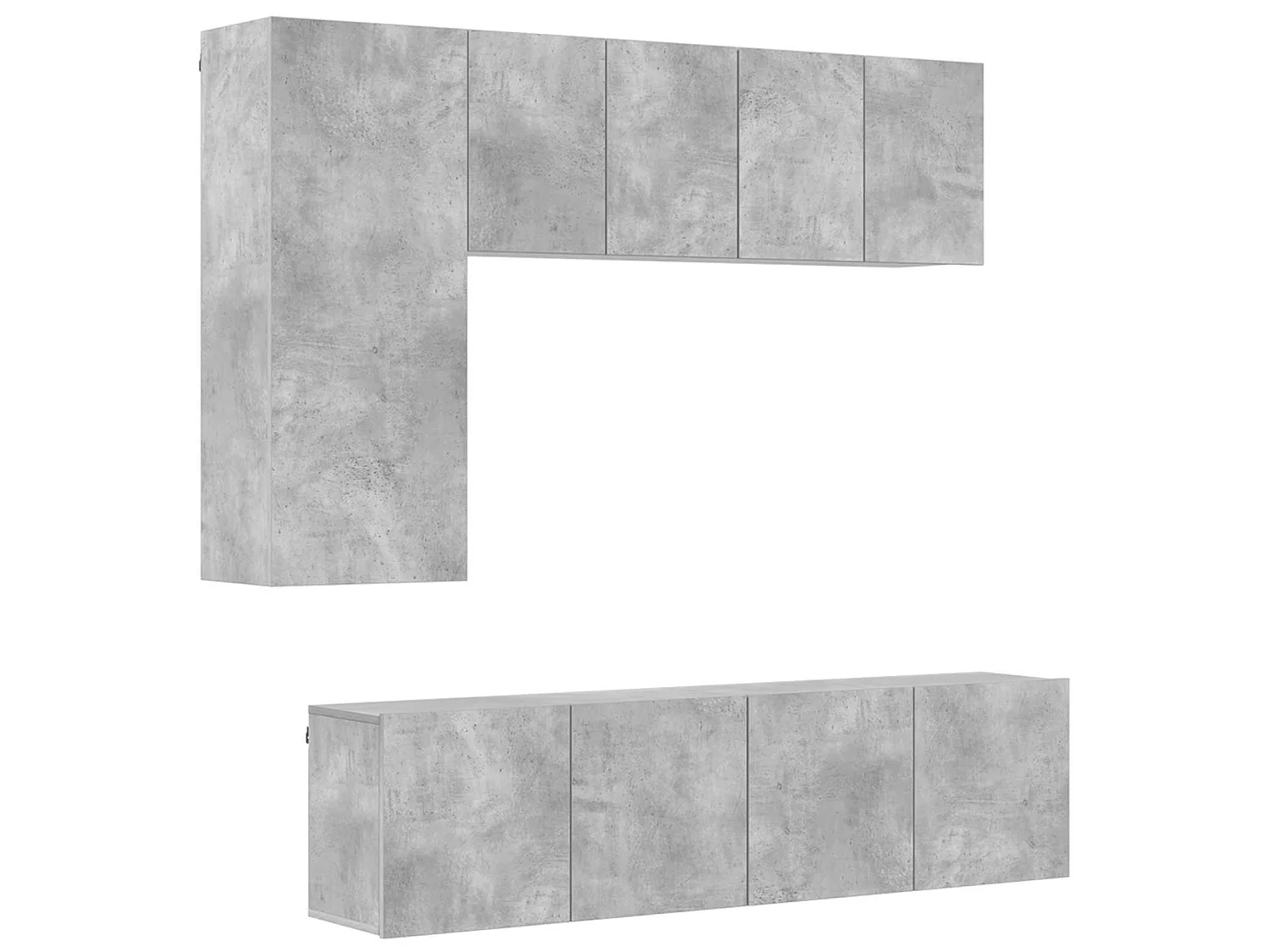 Unités murales TV 5 pcs gris béton bois d'ingénierie