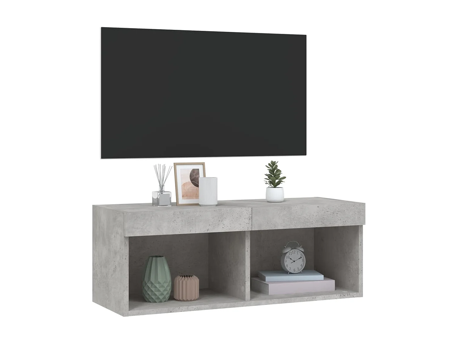 TV-Schrank mit LED-Leuchten Betongrau 80x30x30 cm