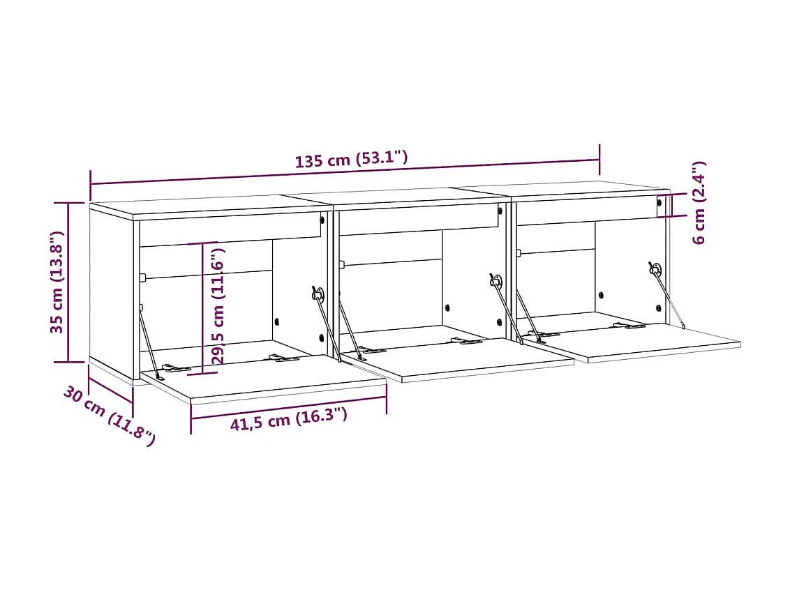 Meubles TV 3 pcs Blanc Bois massif de pin