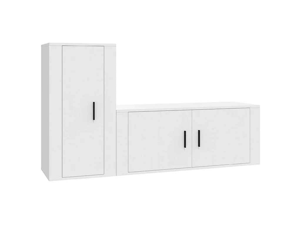 Ensemble de meubles TV 2 pcs Blanc Bois d'ingénierie