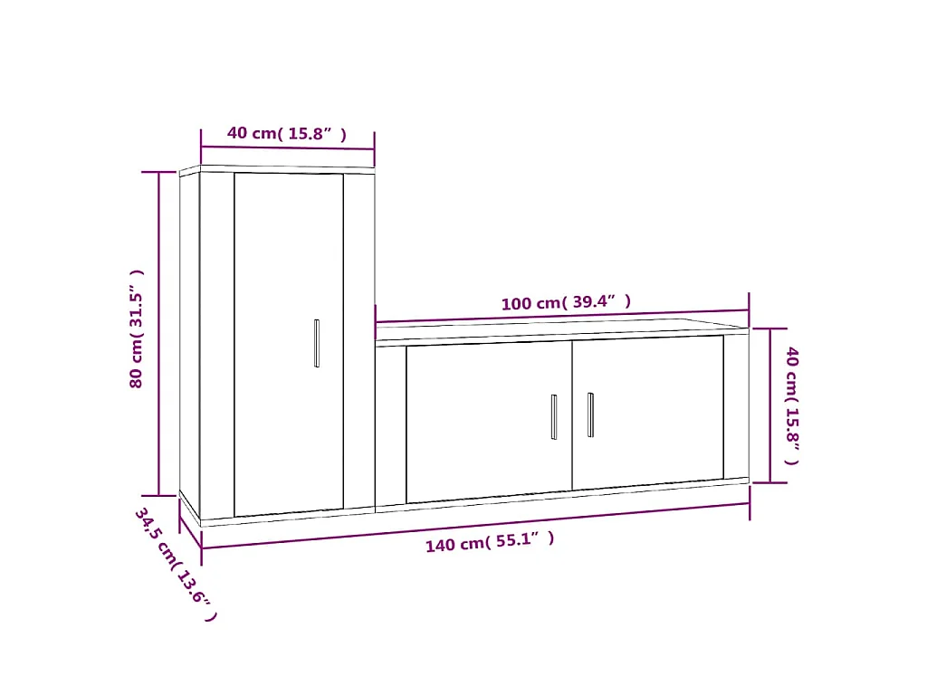 Ensemble de meubles TV 2 pcs Blanc Bois d'ingénierie