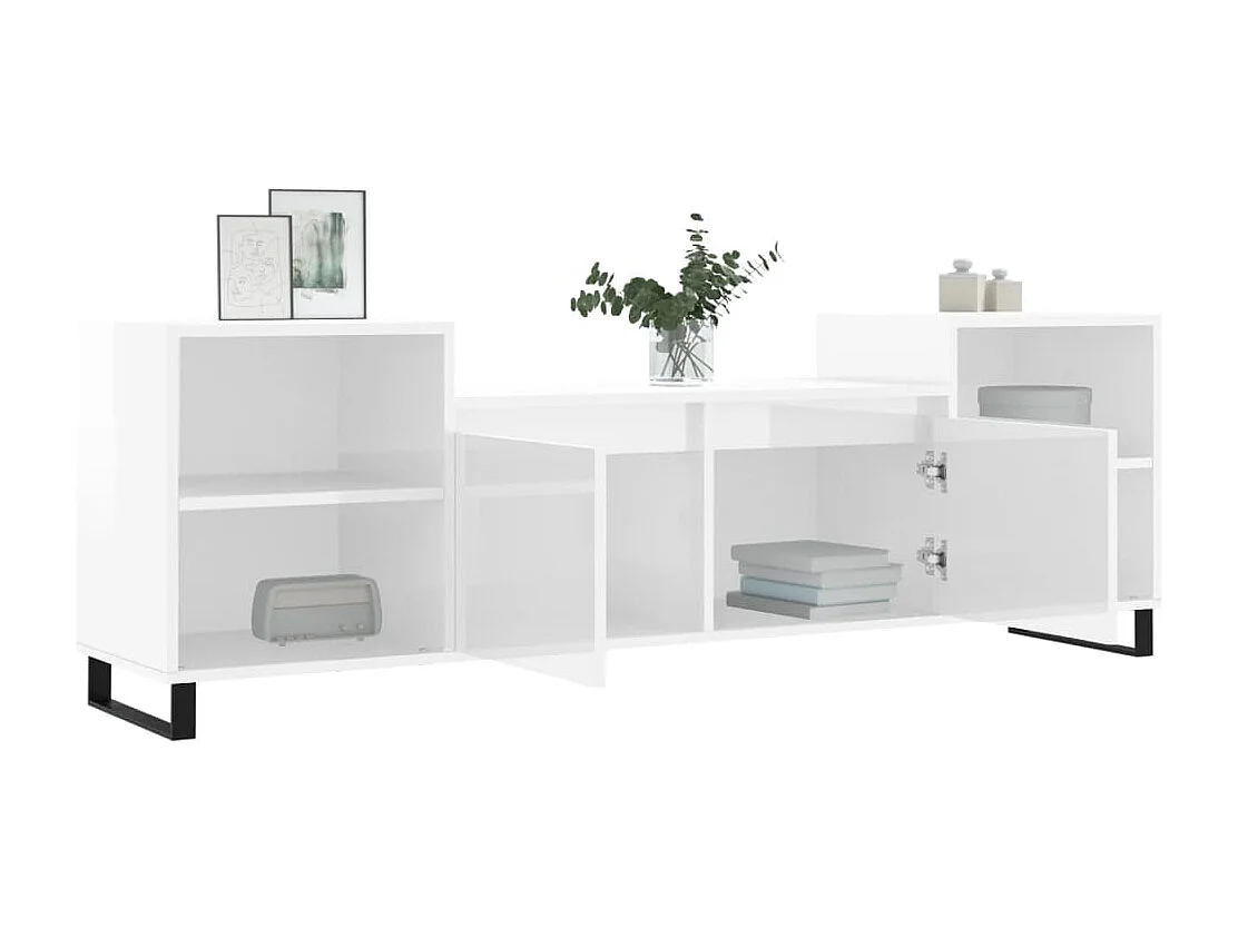 Móvel de TV 160x35x55 cm derivados de madeira branco brilhante