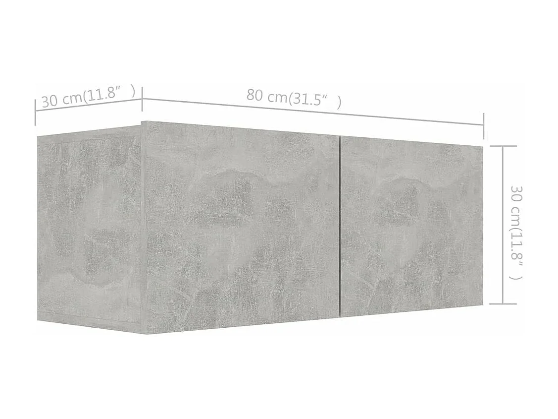 4-delige Tv-meubelset bewerkt hout betongrijs