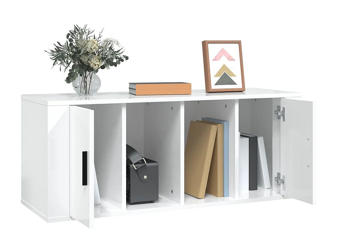 Tv-meubel 100x35x40 cm bewerkt hout hoogglans wit