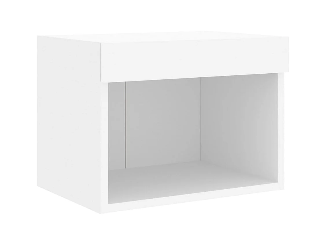 Unités murales TV avec LED 5 pcs blanc bois d'ingénierie