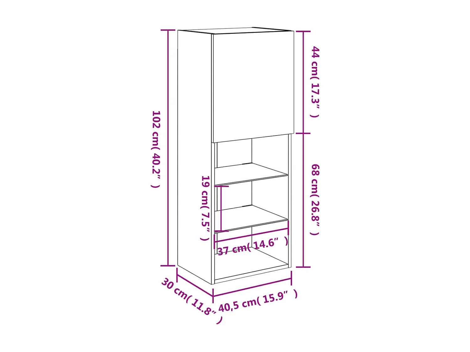 Meuble TV avec lumières LED blanc 40,5x30x102 cm