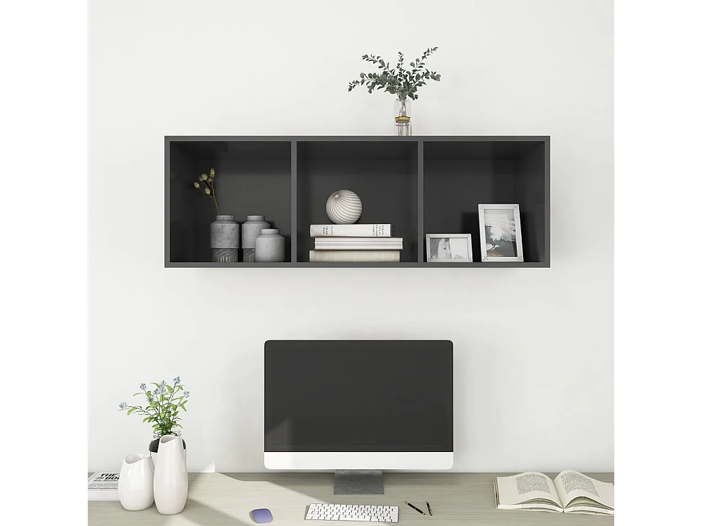 Meuble TV mural Gris 37x37x107 cm Bois d’ingénierie