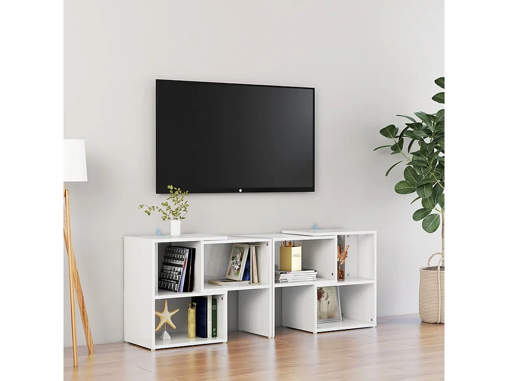 Meuble TV Blanc brillant 104x30x52 cm Bois d'ingénierie