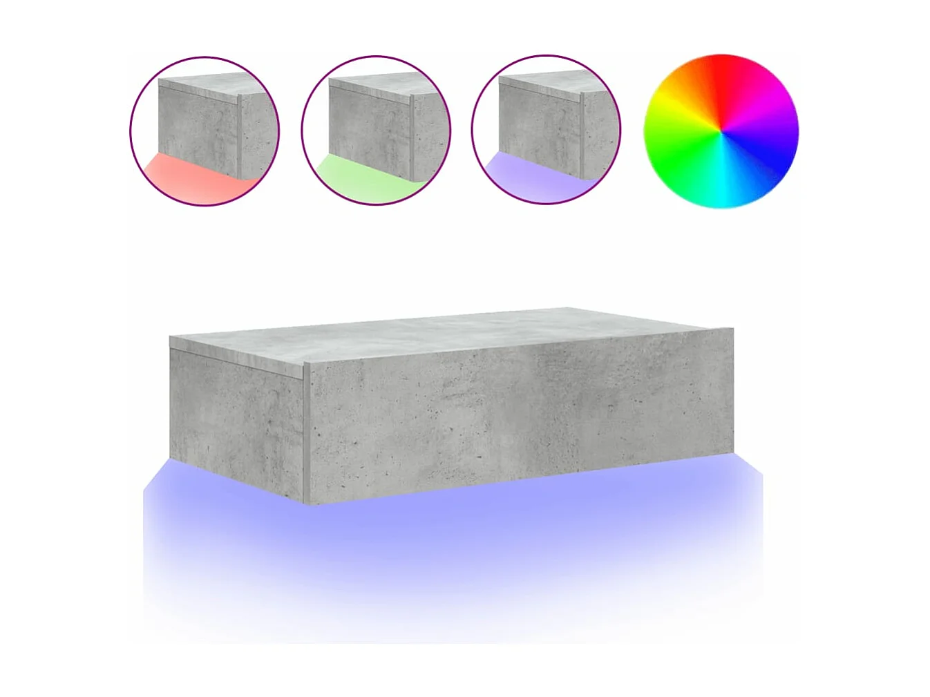 Meuble TV avec éclairage LED gris béton 60x35x15,5 cm