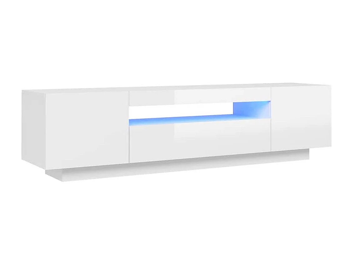Meuble TV avec lumières LED blanc brillant 160x35x40 cm