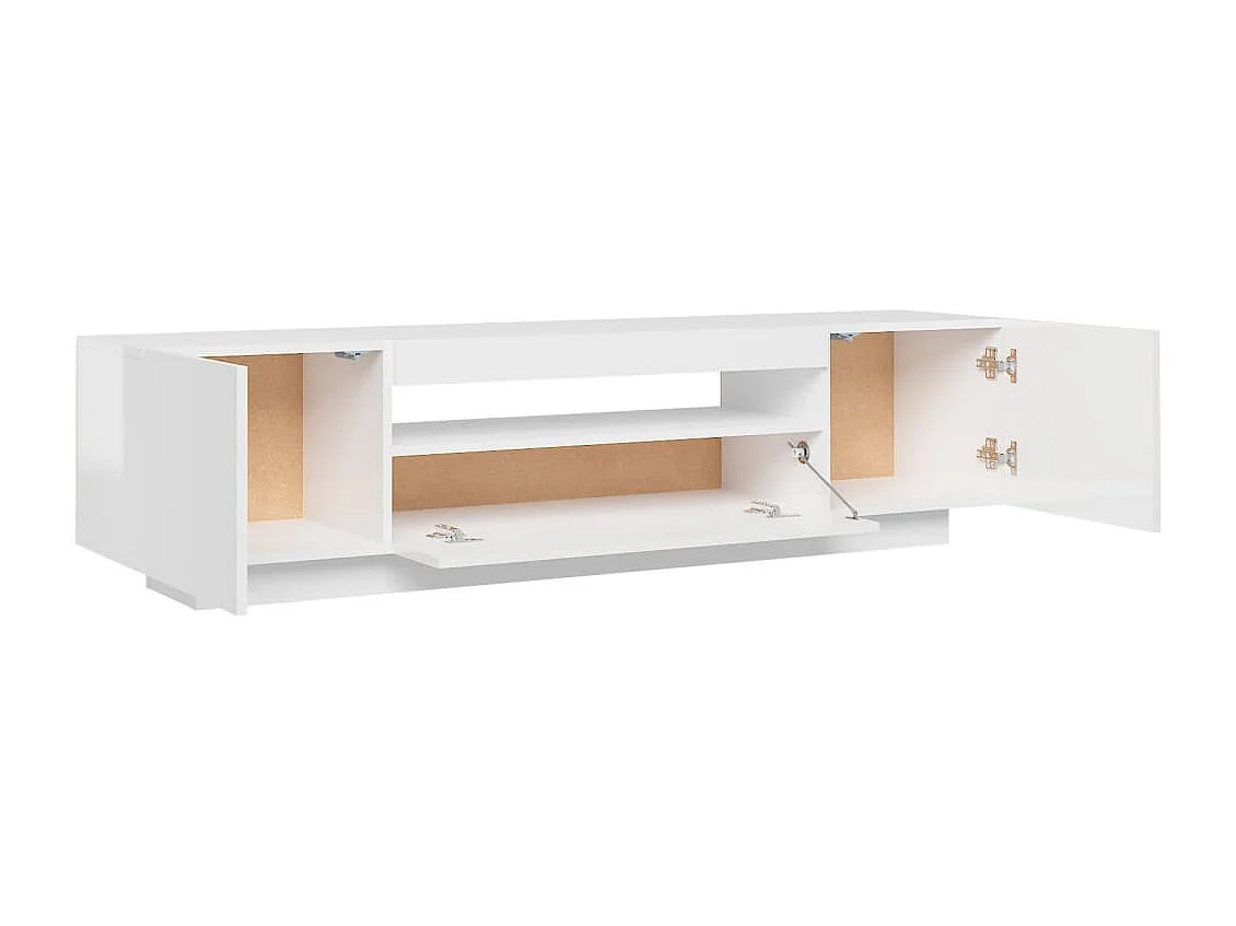 Meuble TV avec lumières LED blanc brillant 160x35x40 cm