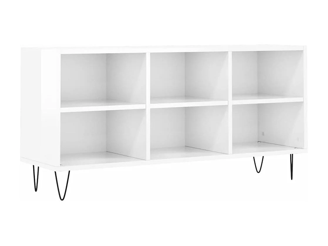 Meuble TV blanc brillant 103,5x30x50 cm bois d'ingénierie