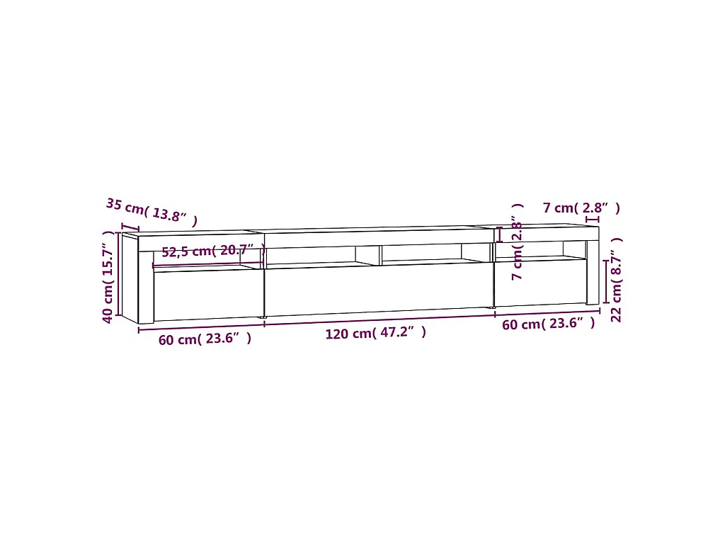 TV-Schrank mit LED-Leuchten Räuchereiche 240x35x40 cm