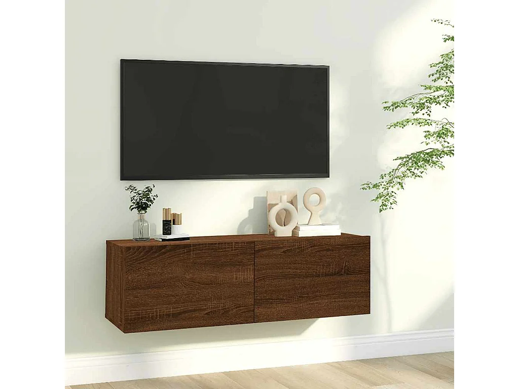 Mobile TV Muro Rovere Marrone 100x30x30cm Legno Ingegnerizzato