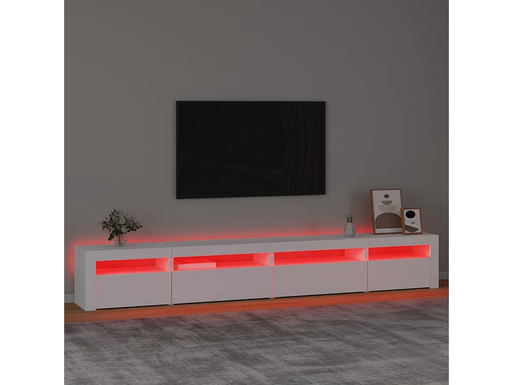 Móvel de TV com luzes LED 270x35x40 cm branco