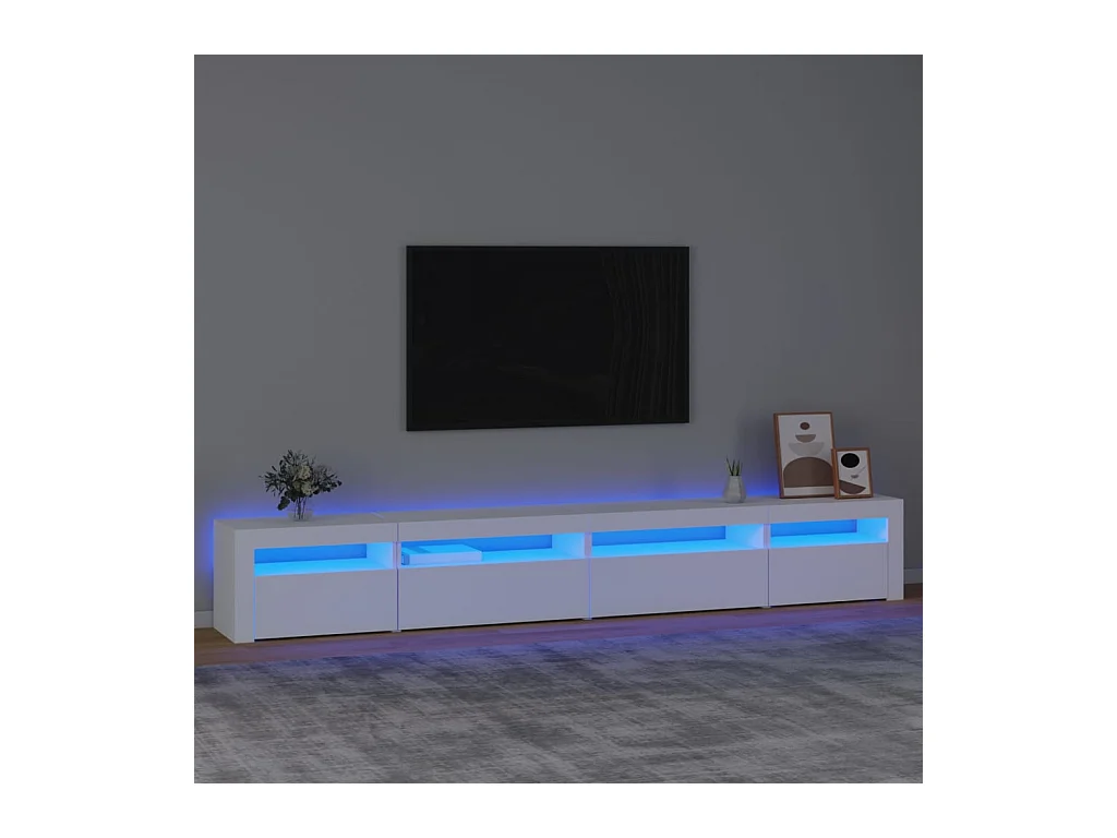 Meuble TV avec lumières LED Blanc 270x35x40 cm