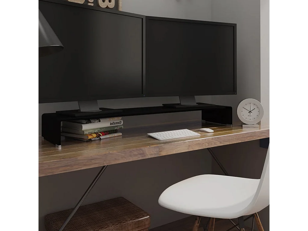 Mobile/Rialzo Porta TV in Vetro Nero 120x30x13 cm