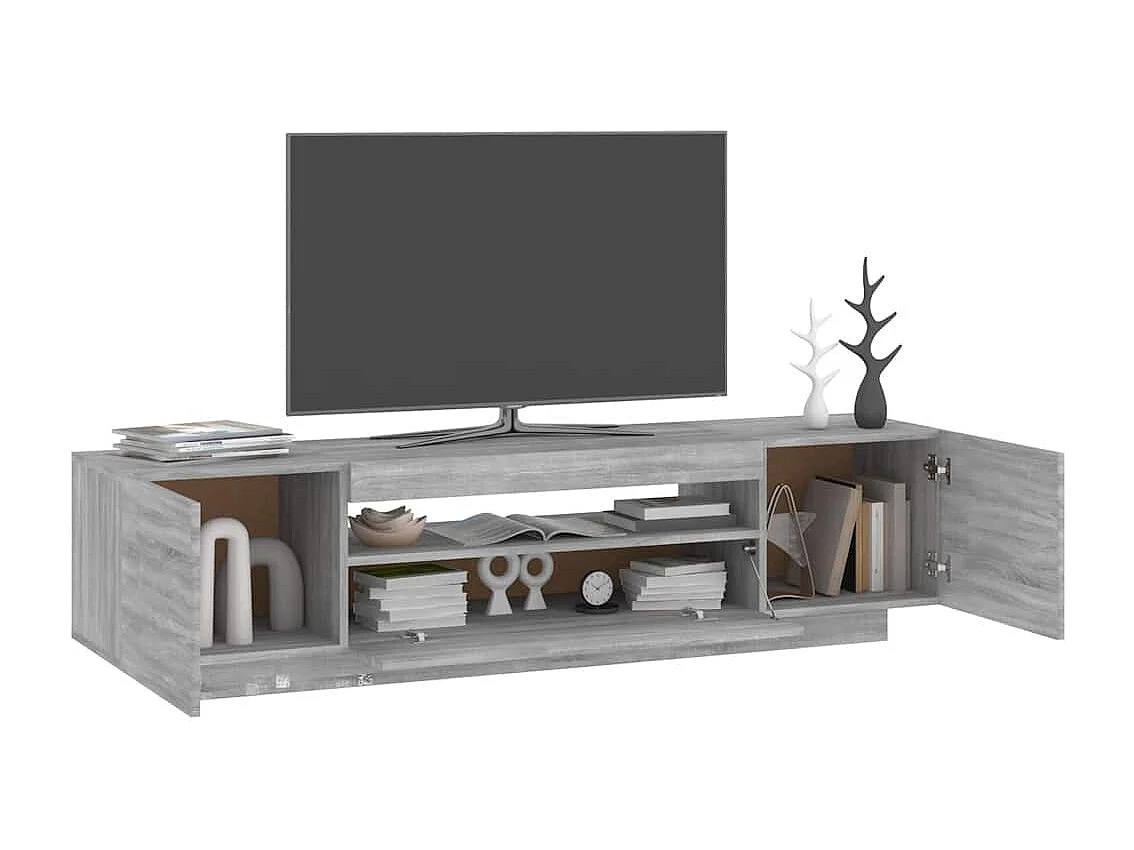 TV-Schrank mit LED-Leuchten Grau Sonoma 160x35x40 cm