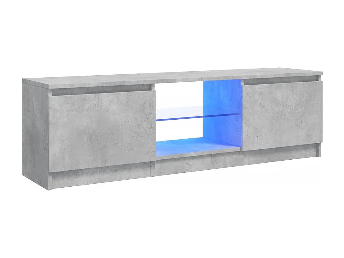 Meuble TV avec lumières LED gris béton 120x30x36 cm