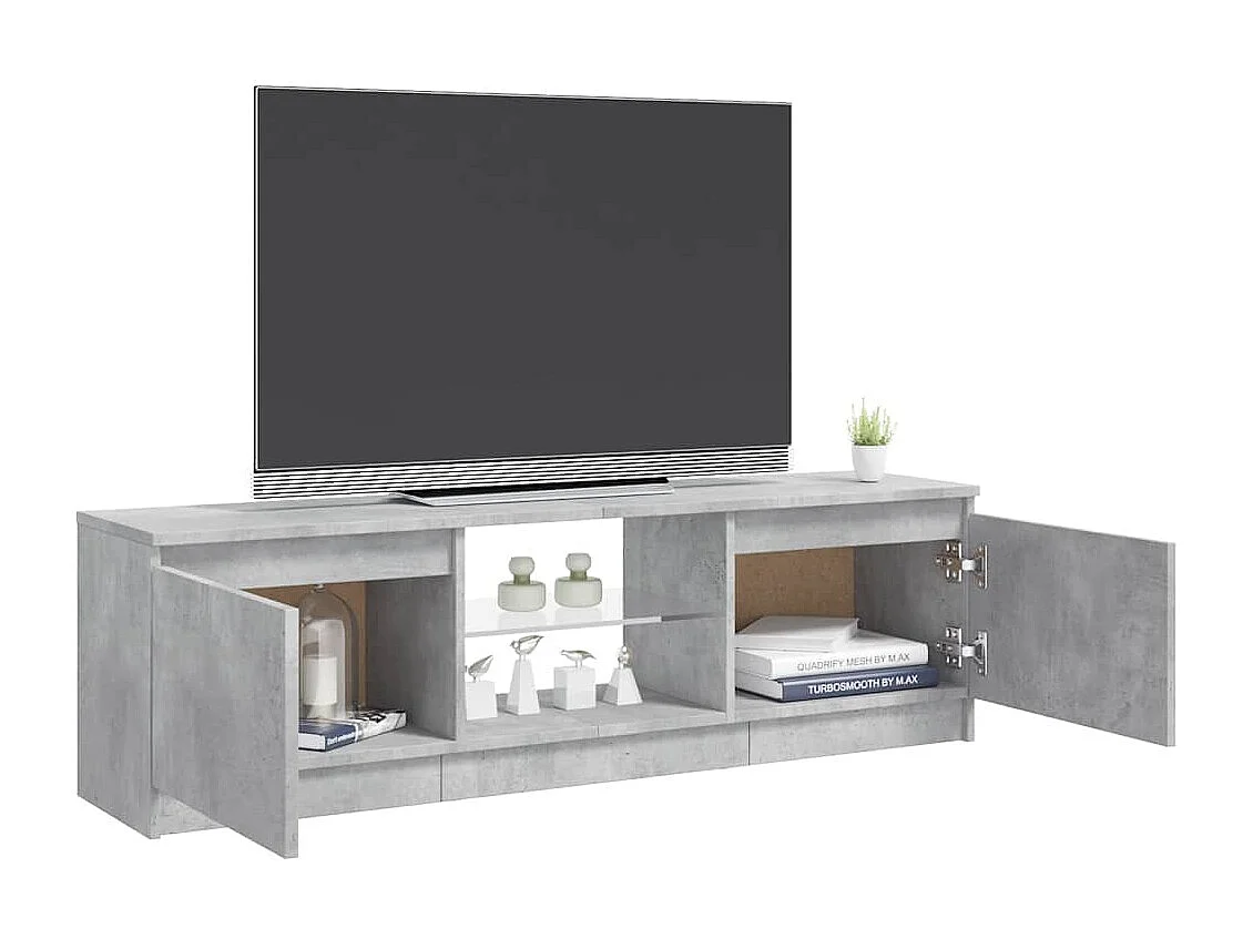 Meuble TV avec lumières LED gris béton 120x30x36 cm