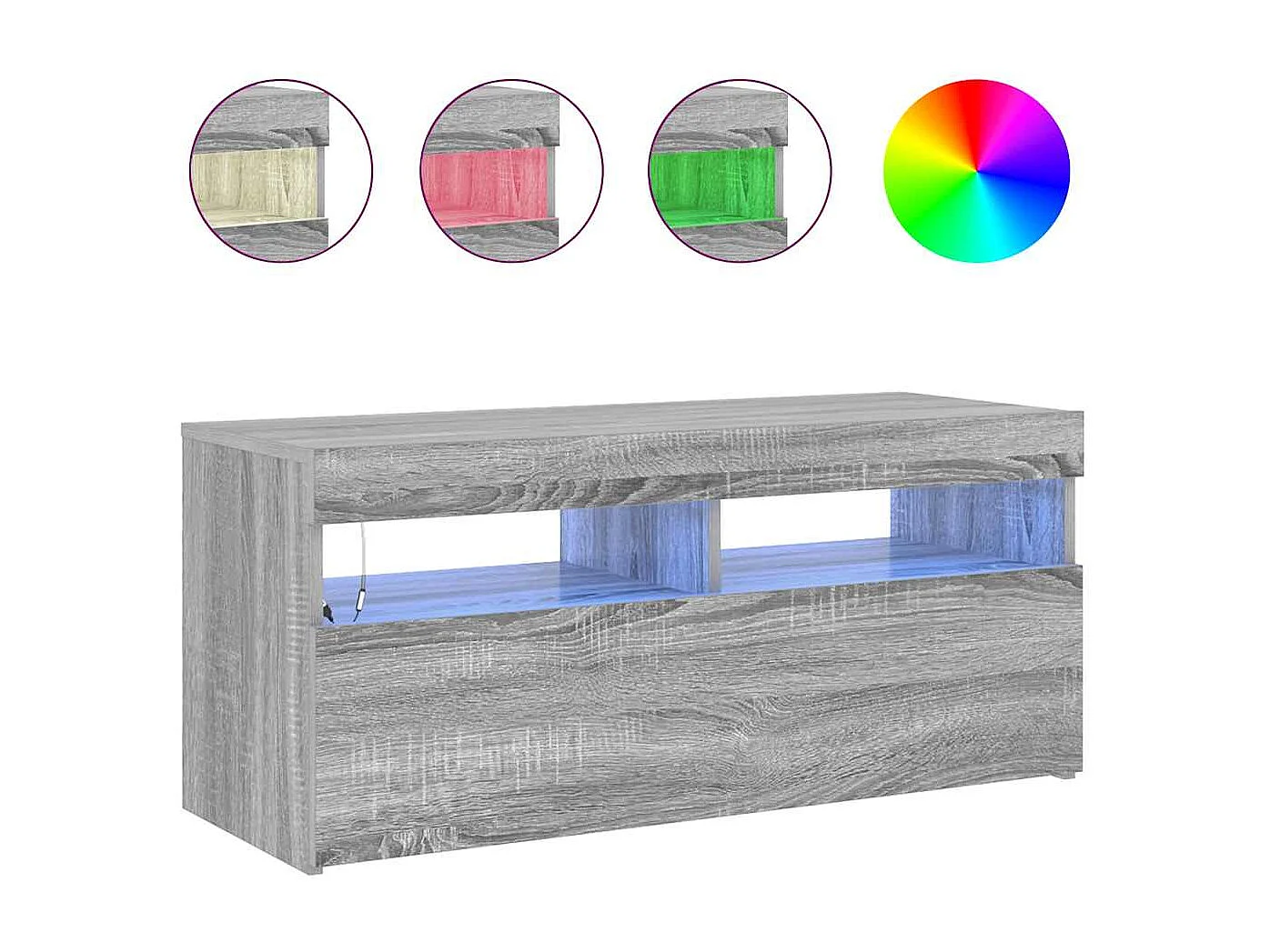 TV-Schrank mit LED-Leuchten Grau Sonoma 90x35x40 cm