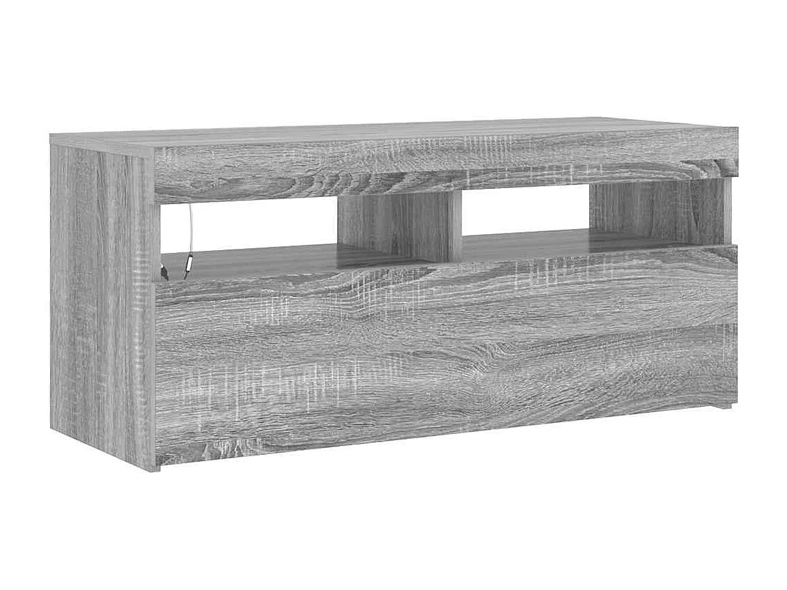TV-Schrank mit LED-Leuchten Grau Sonoma 90x35x40 cm