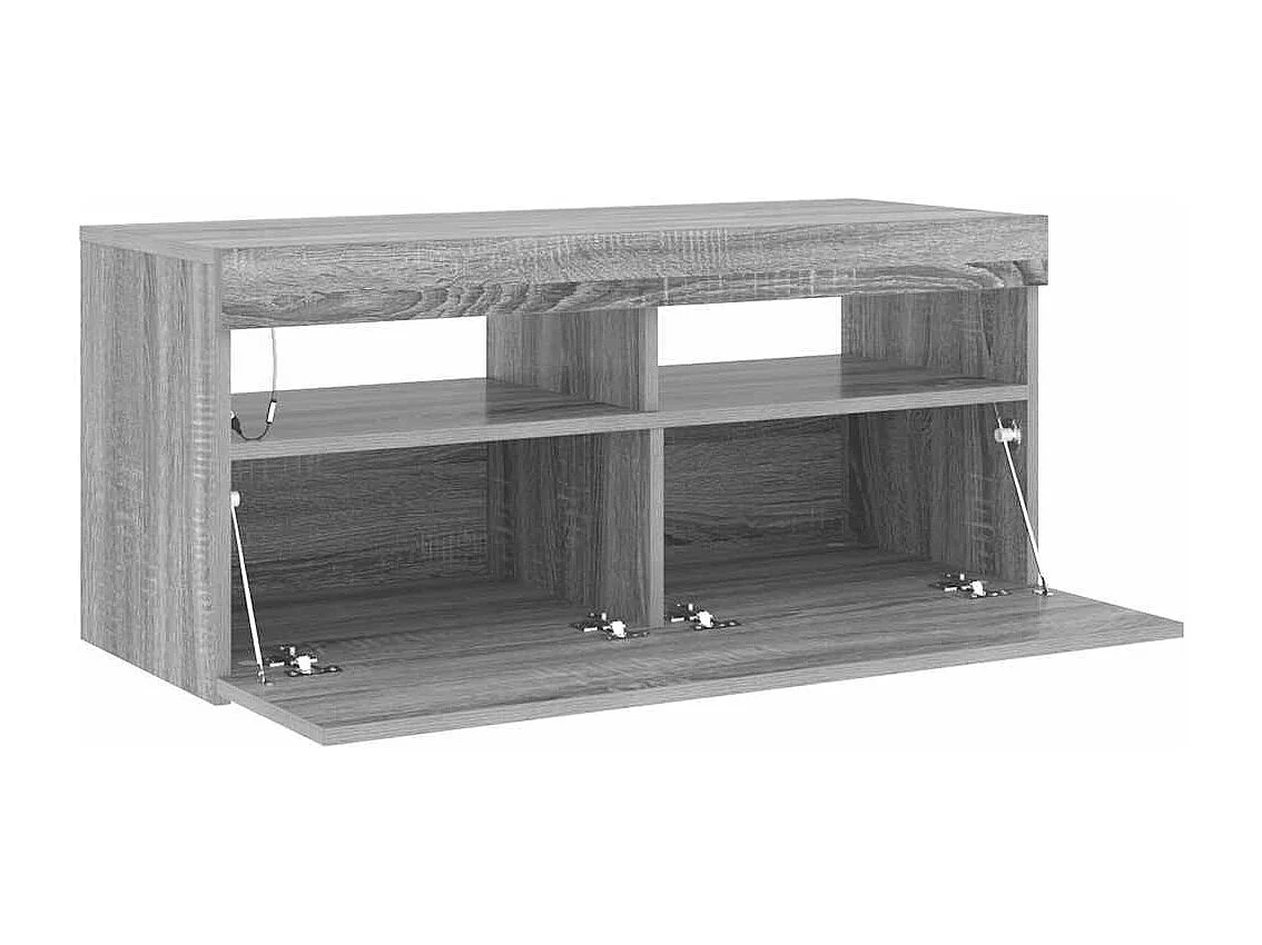 TV-Schrank mit LED-Leuchten Grau Sonoma 90x35x40 cm