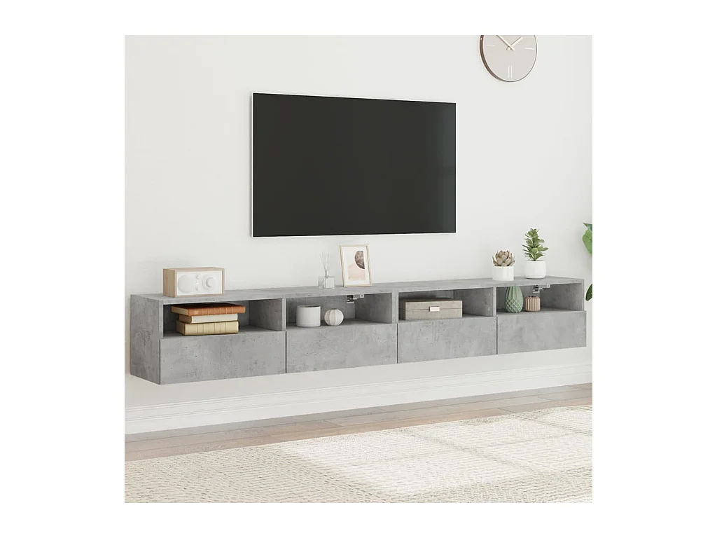 Meubles TV muraux 2pcs gris béton 100x30x30cm bois d'ingénierie