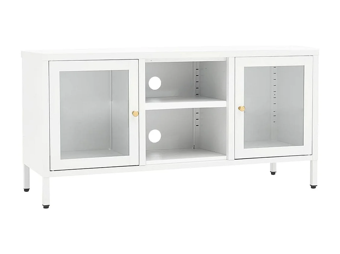Mueble para el televisor acero y vidrio blanco 105x35x52 cm