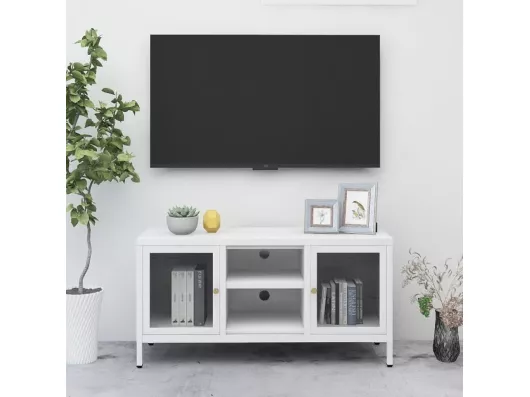 Kauf Unique TV-Schrank Weiß 105x35x52 cm Stahl und Glas