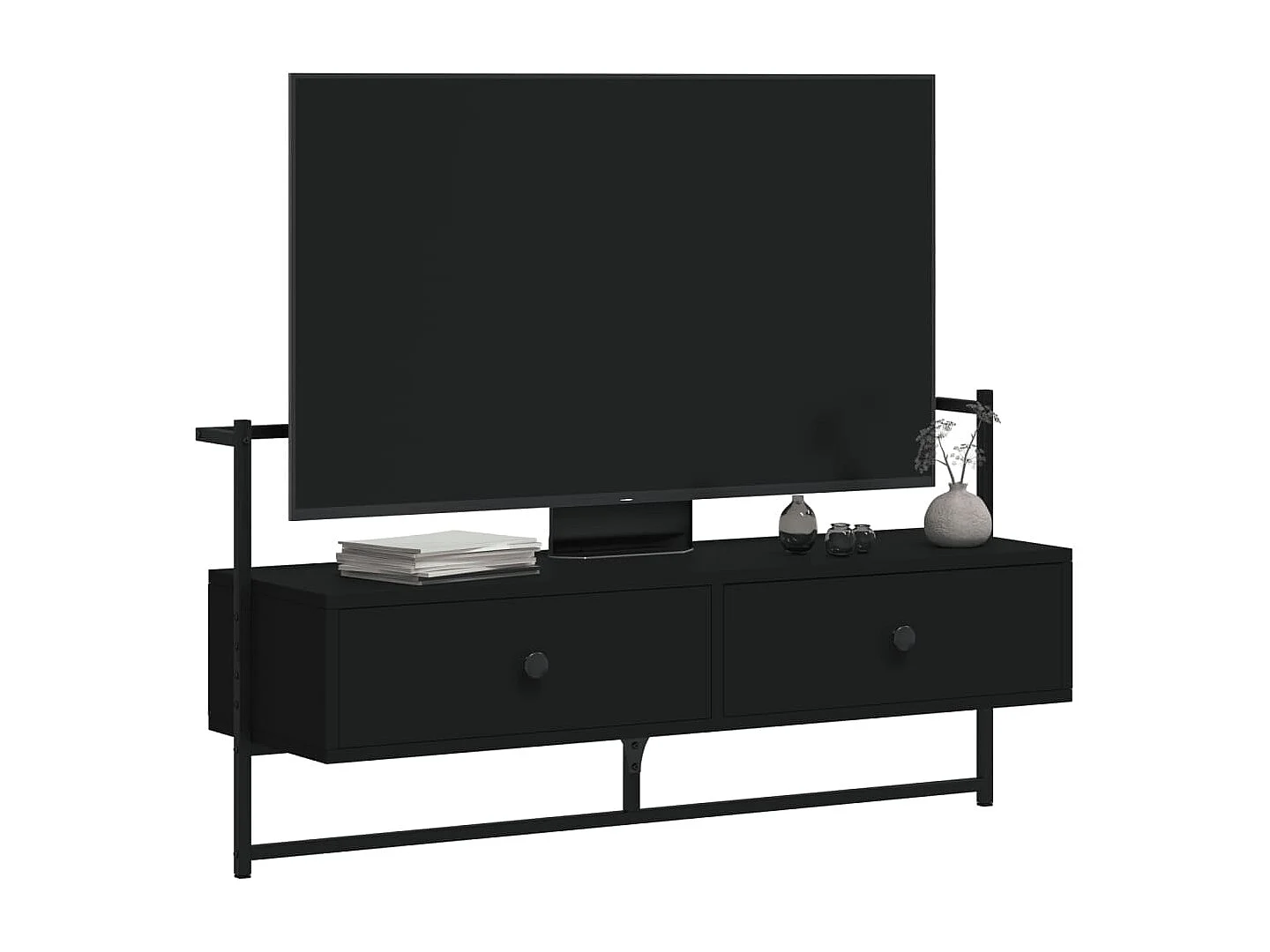 Meuble TV mural noir 100,5x30x51 cm bois d'ingénierie