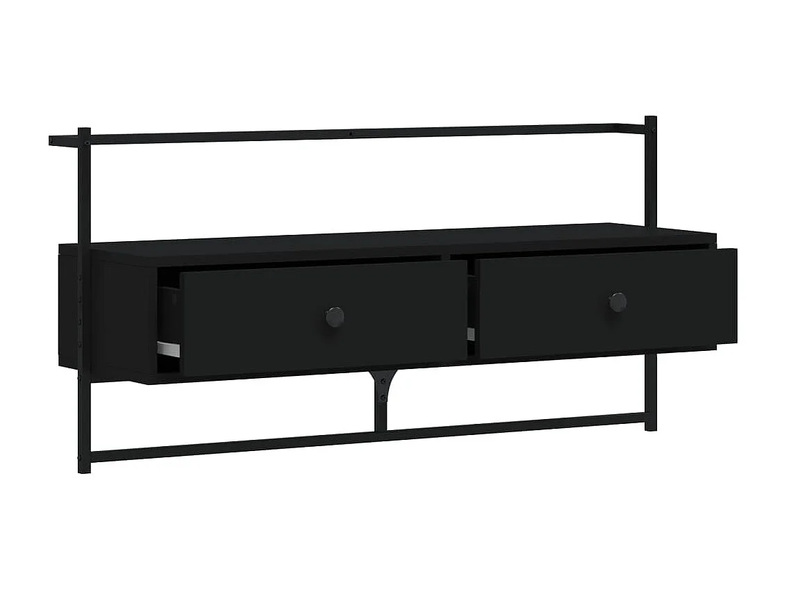 Meuble TV mural noir 100,5x30x51 cm bois d'ingénierie