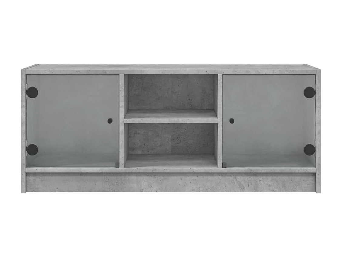 Mobile Porta TV con Ante in Vetro Grigio Cemento 102x37x42 cm