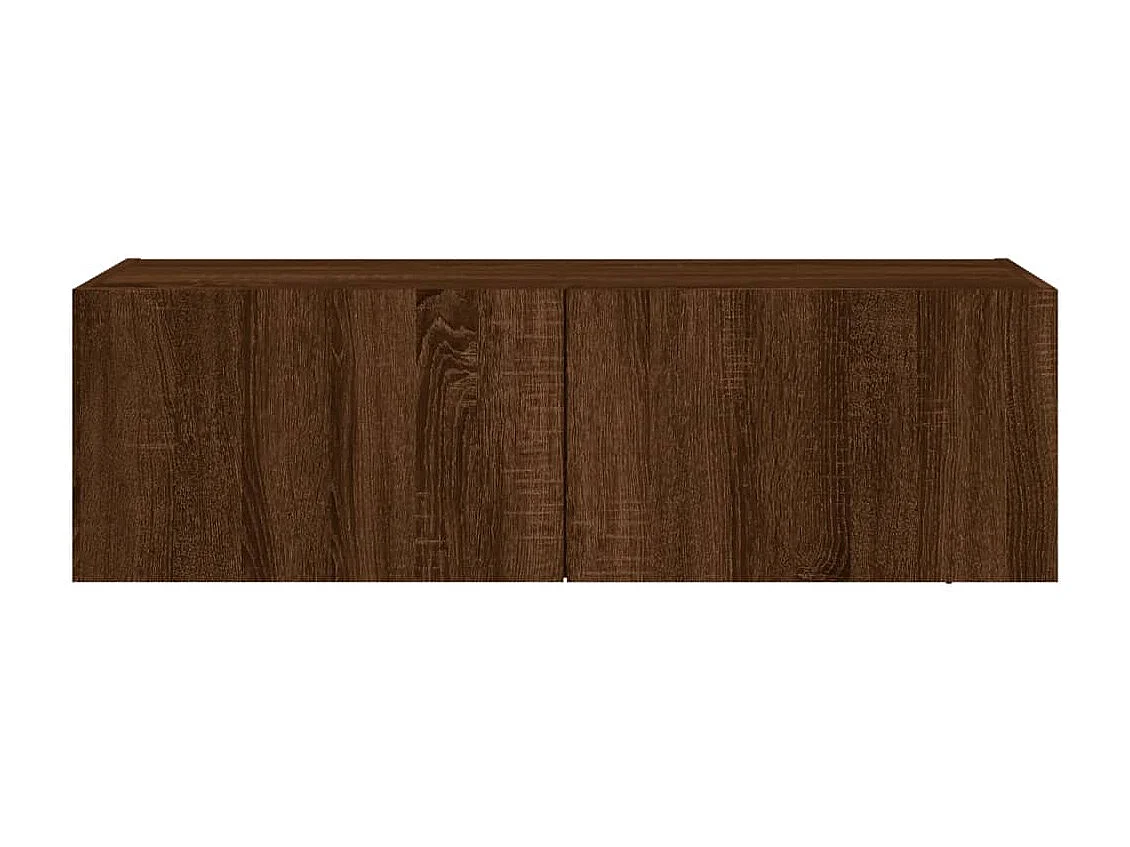 Mobile TV a Parete con Luci LED Rovere Marrone 100x35x31 cm