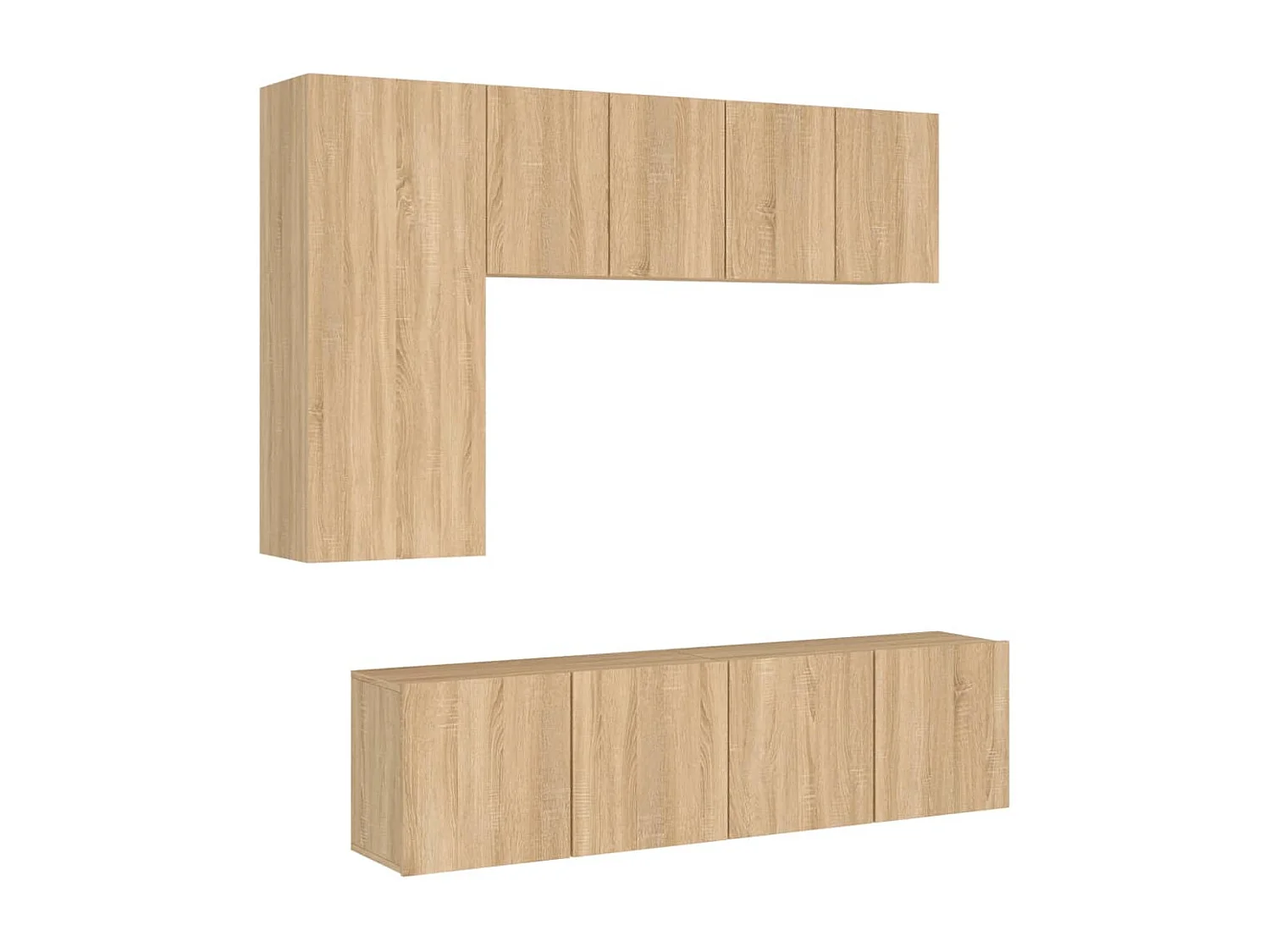 Mobili TV a Muro 5pz Rovere Sonoma in Legno Multistrato