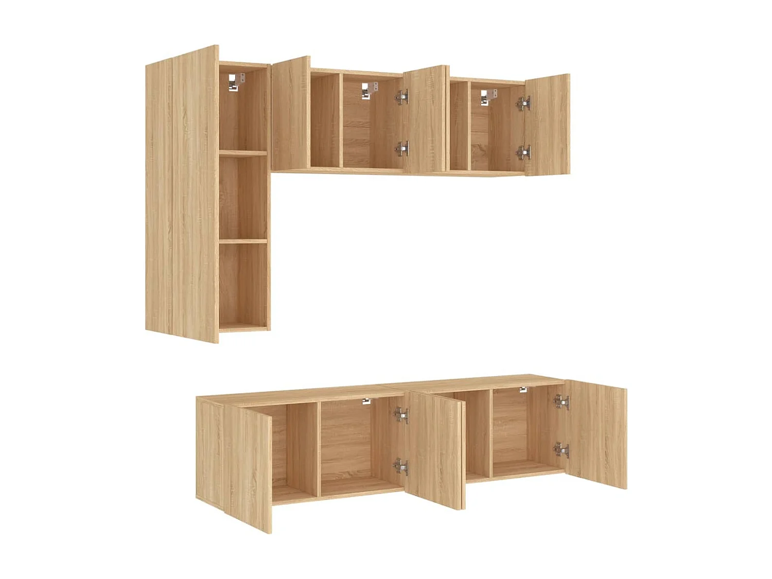 Mobili TV a Muro 5pz Rovere Sonoma in Legno Multistrato