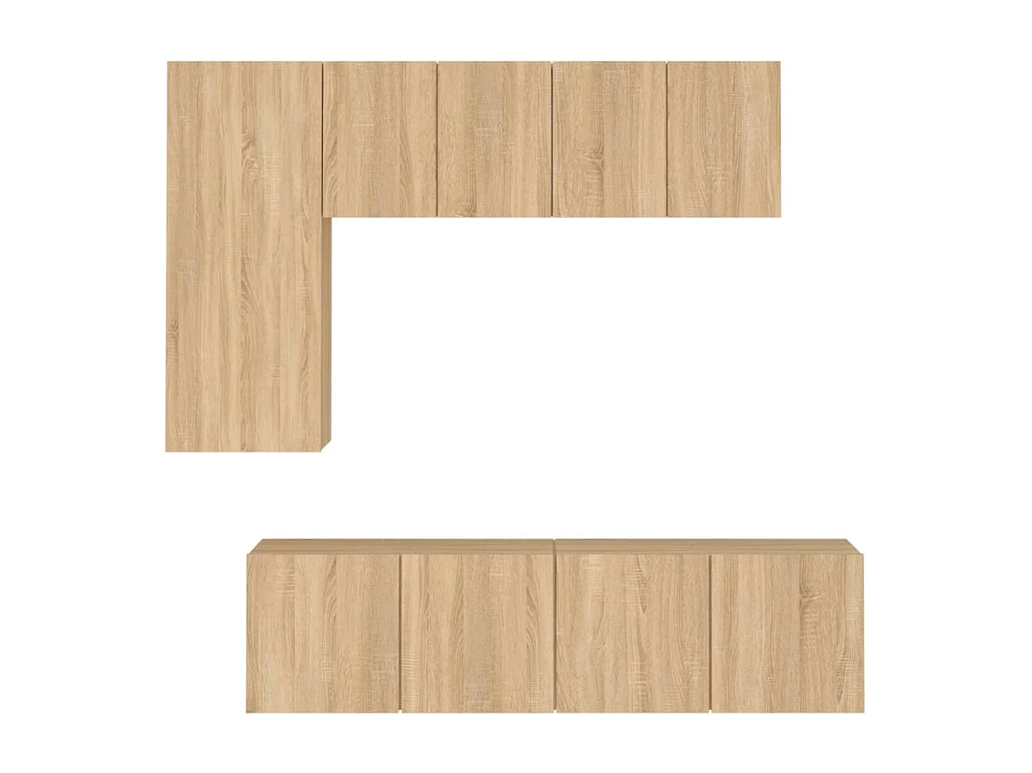 Mobili TV a Muro 5pz Rovere Sonoma in Legno Multistrato