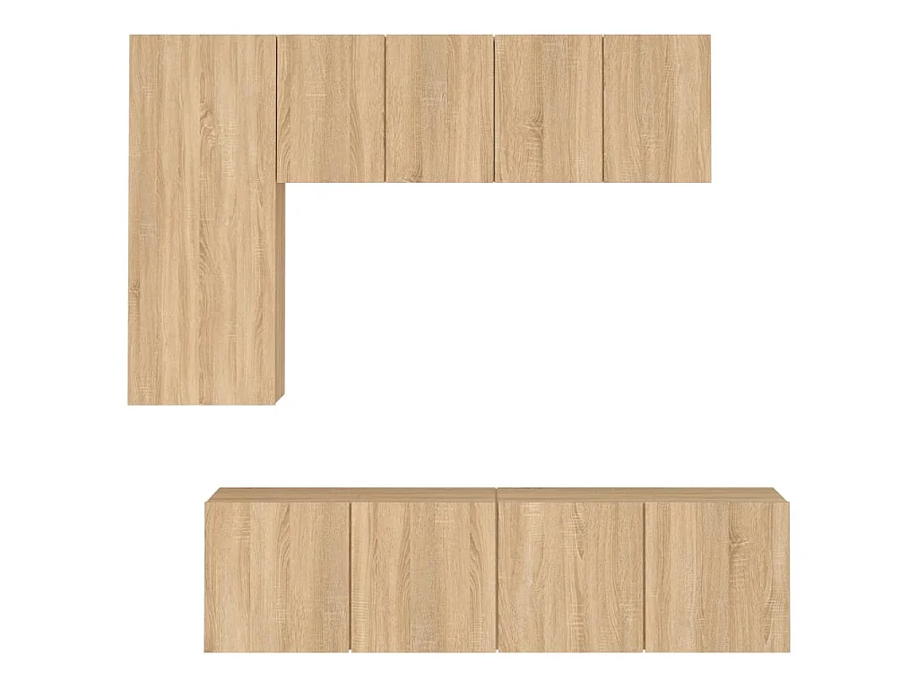 Unités murales TV 5 pcs chêne sonoma bois d'ingénierie
