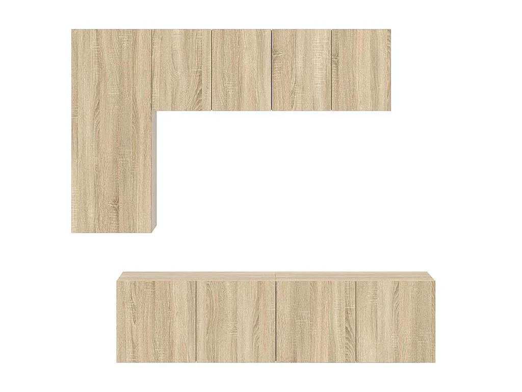 Unités murales TV 5 pcs chêne sonoma bois d'ingénierie