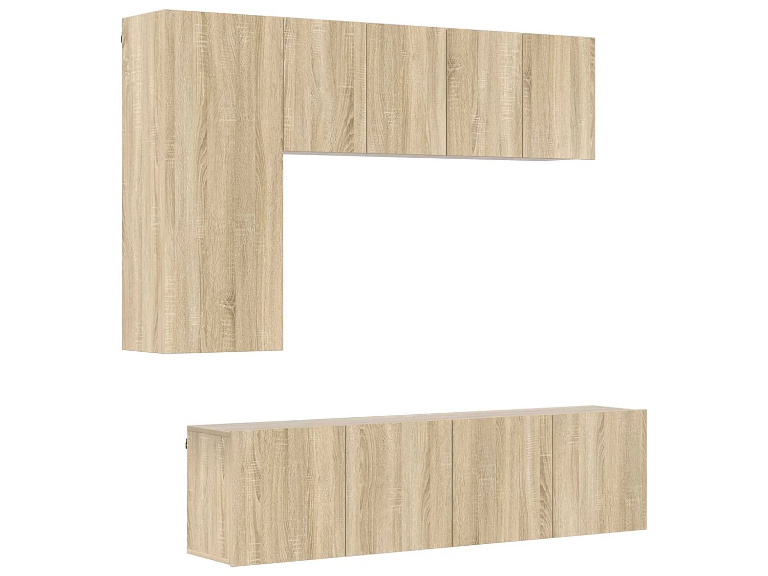 5-delige Tv-wandmeubelset bewerkt hout sonoma eikenkleurig