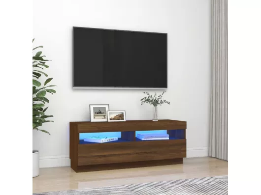 Kauf Unique TV-Schrank mit LED-Leuchten Braun Eichen-Optik 100x35x40 cm