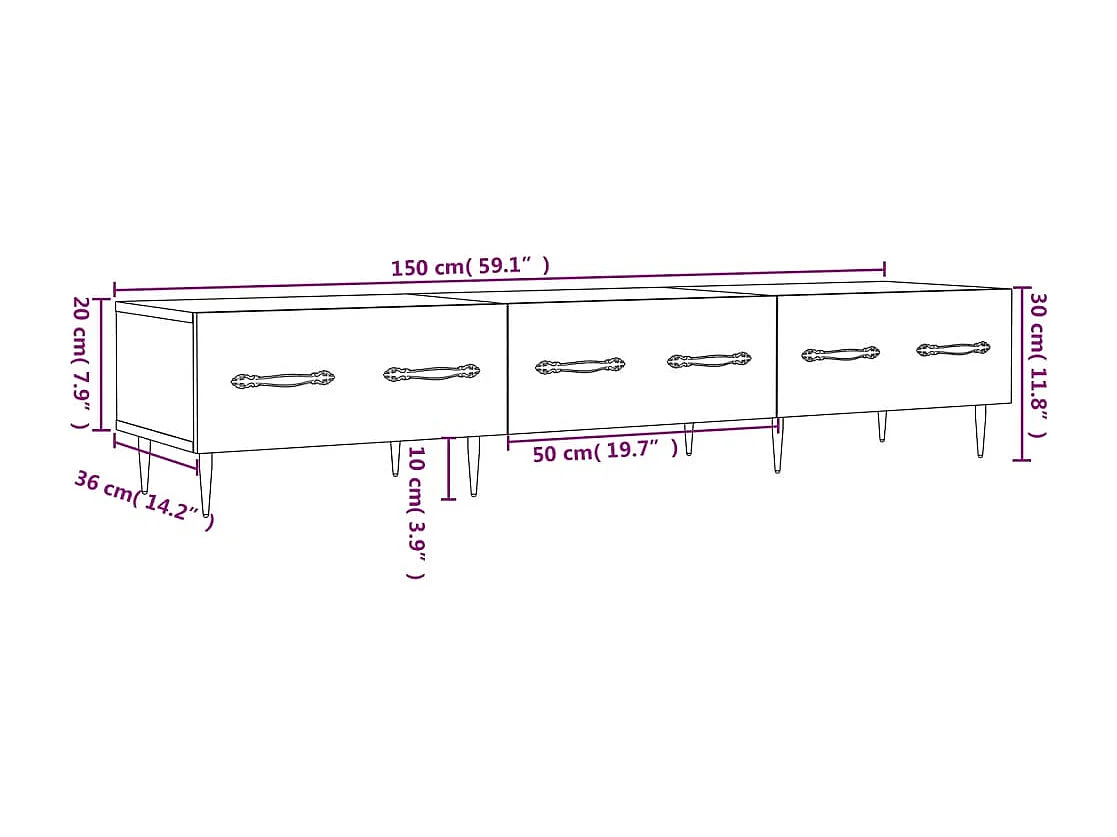 Mobile Porta TV Bianco Lucido 150x36x30 cm in Legno Multistrato