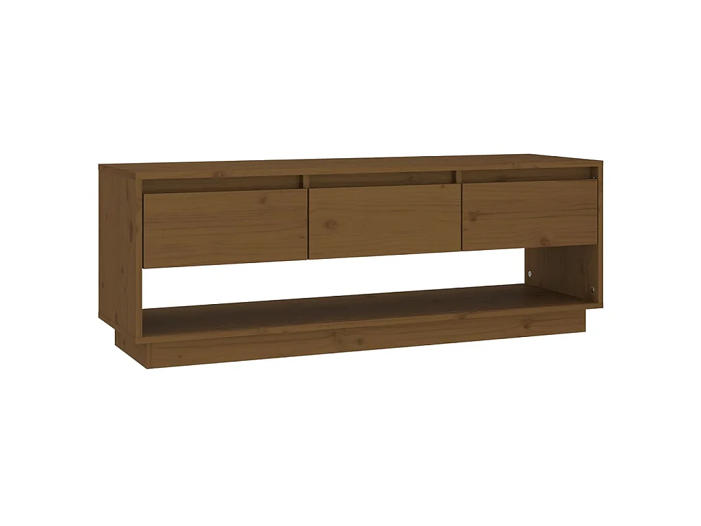 Mobile Porta TV Ambrato 110,5x34x40cm in Legno Massello di Pino