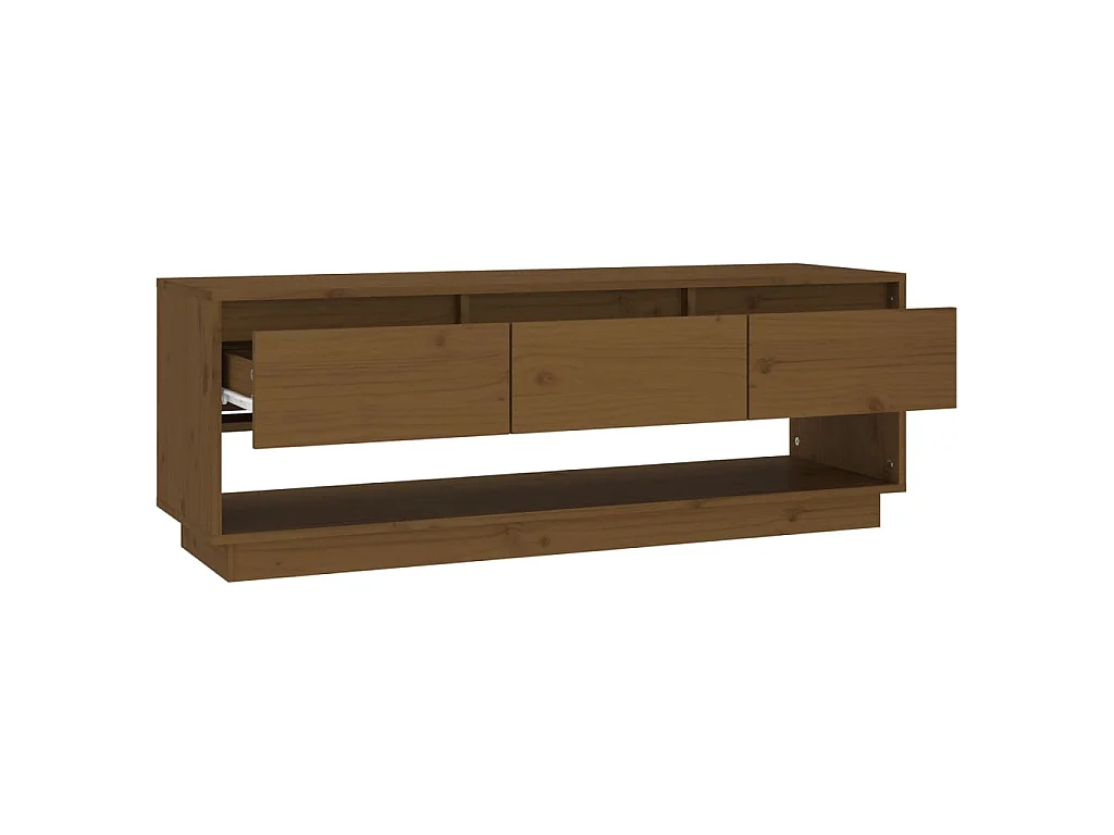 Mobile Porta TV Ambrato 110,5x34x40cm in Legno Massello di Pino
