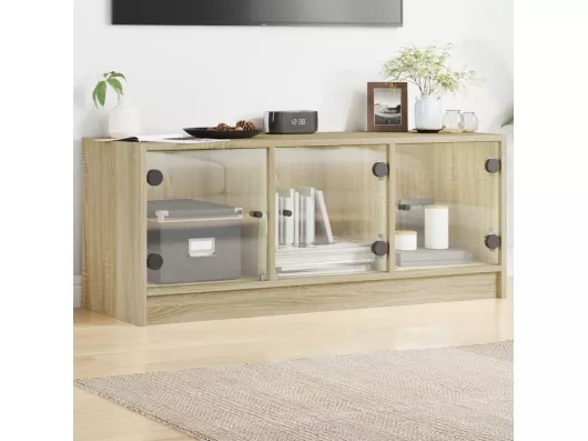 Kauf Unique TV-Schrank mit Glastüren Sonoma-Eiche 102x37x42 cm