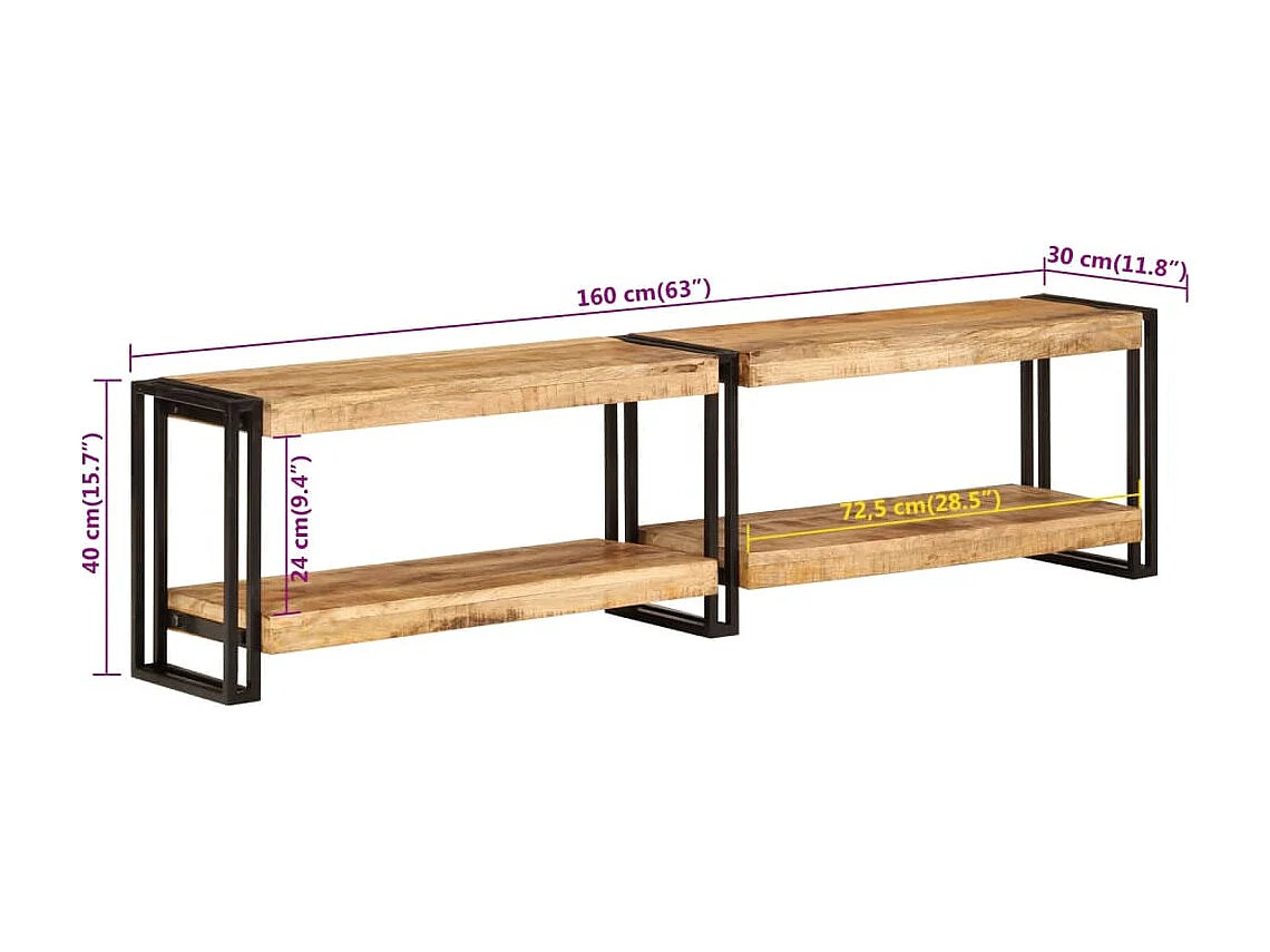 TV-Schrank 160x30x40 cm Massivholz Mango